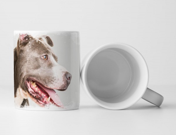 Paul Sinus Art Tasse Geschenk Tierfotografie - Hund vor hellgrauem Hintergrund