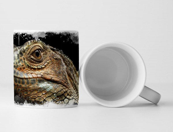 Paul Sinus Art Tasse Geschenk Tierfotografie – grüner Leguan Nahaufnahme