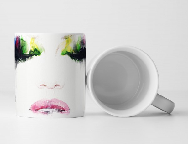 Paul Sinus Art Tasse Geschenk Abstraktes Bild – Wasserfarben Illustration einer Frau