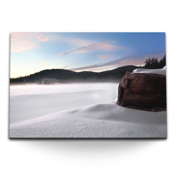 Paul Sinus Art 120x80cm Wandbild auf Leinwand Schnee Winterlandschaft Natur Wald Schneelandschaft