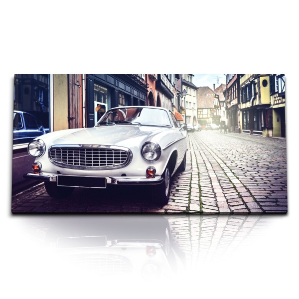 Paul Sinus Art Kunstdruck Bilder 120x60cm Deutschland Altstadt Oldtimer Auto Pflastersteine