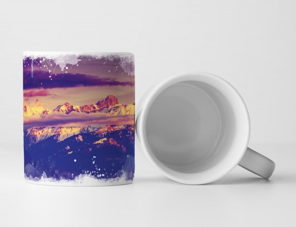 Paul Sinus Art Tasse Geschenk Sonnenuntergang über den Alpen