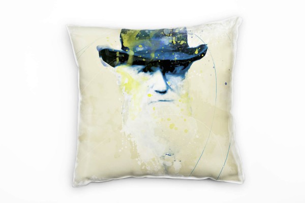 Paul Sinus Art Charles Darwin I Deko Kissen Bezug 40x40cm für Couch Sofa Lounge Zierkissen