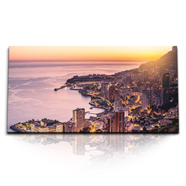 Paul Sinus Art Kunstdruck Bilder 120x60cm Montecarlo Monaco Küste Meer Sonnenuntergang