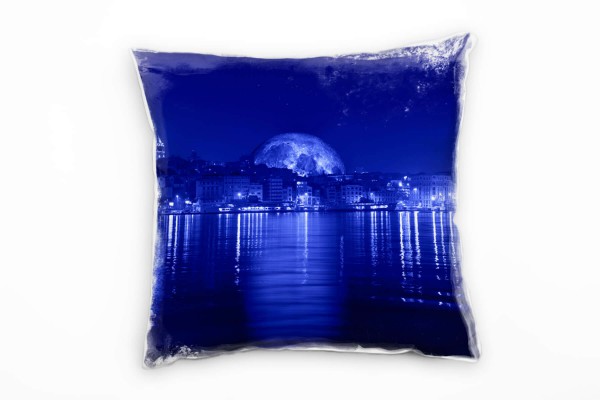 Paul Sinus Art City, Istanbul, Nacht, Mond, blau Deko Kissen 40x40cm für Couch Sofa Lounge Zierkissen