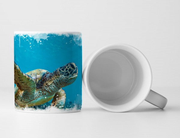 Paul Sinus Art Tasse Geschenk Tierfotografie – Schildkröte auf Korallen sitzend