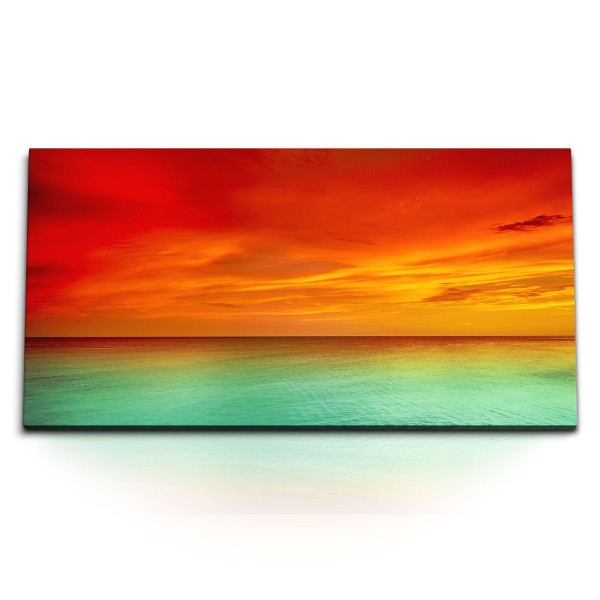 Paul Sinus Art Kunstdruck Bilder 120x60cm Roter Himmel Meer Horizont Sonnenuntergang Kunstvoll