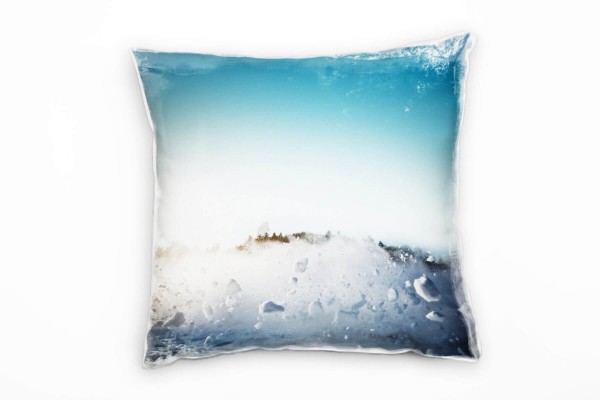 Paul Sinus Art künstlerische Fotografie weiß, blau, Eis, Bewegung Deko Kissen 40x40cm für Couch Sofa Lounge Zierkis