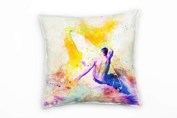 Paul Sinus Art Surfer I Deko Kissen Bezug 40x40cm für Couch Sofa Lounge Zierkissen