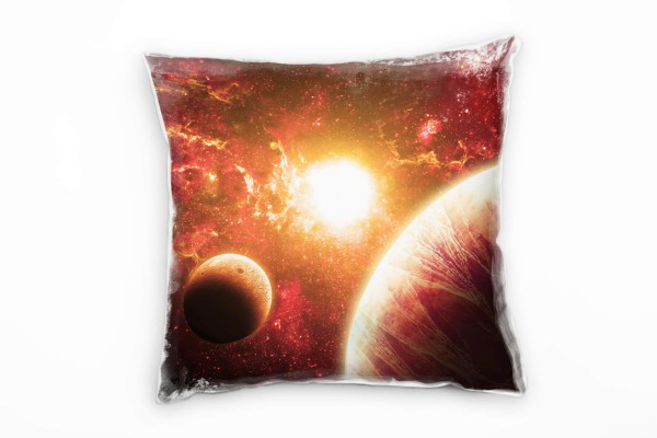 Paul Sinus Art Abstrakt, Natur, Universum, Planeten, rot, orange Deko Kissen 40x40cm für Couch Sofa Lounge Zierkiss