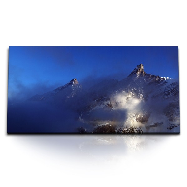 Paul Sinus Art Kunstdruck Bilder 120x60cm Berggipfel Berge Wolken Natur Gebirge Blau