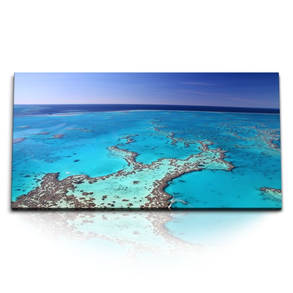 Paul Sinus Art Kunstdruck Bilder 120x60cm Korallenriff in Australien Meer Horizont Hellblau