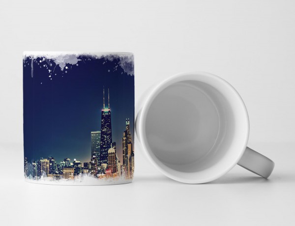 Paul Sinus Art Tasse Geschenk Urbane Fotografie – Skyline von Chicago bei Nacht