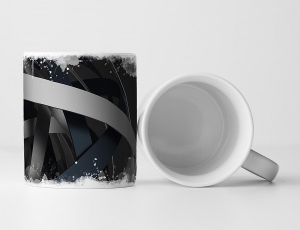 Paul Sinus Art Tasse Geschenk Abstraktes Bild – Futuristische Ringe mit surrealem Hintergrund