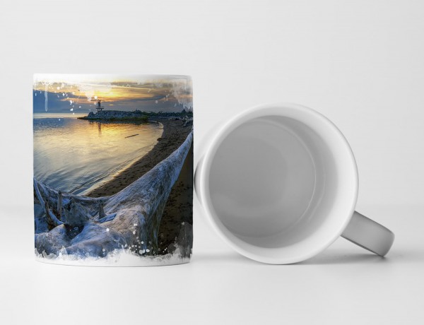 Paul Sinus Art Tasse Geschenk Landschaftsfotografie – Leuchtturm bei Sonnenaufgang