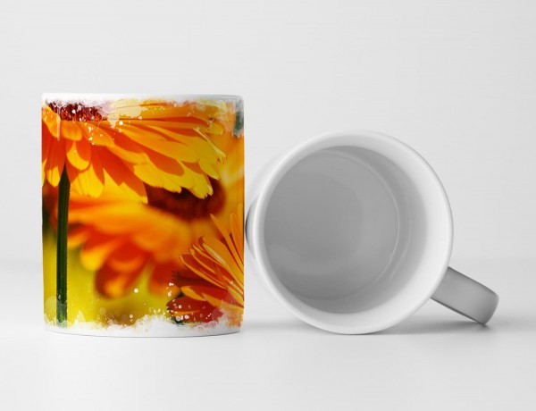 Paul Sinus Art Tasse Geschenk Naturfotografie – Orange Calendula Blumen