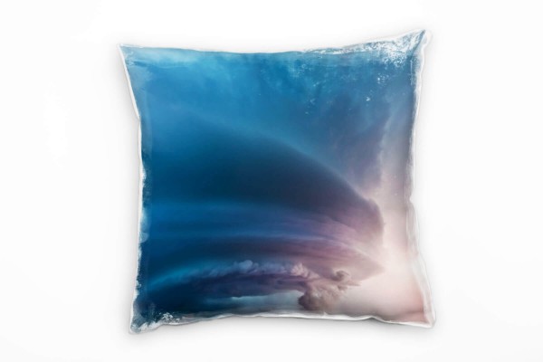 Paul Sinus Art Natur, blau, rosa, Blitz, Unwetter, Naturkatastrophe Deko Kissen 40x40cm für Couch Sofa Lounge Zierk