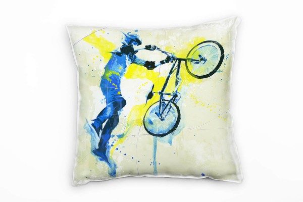 Paul Sinus Art BMX Deko Kissen Bezug 40x40cm für Couch Sofa Lounge Zierkissen