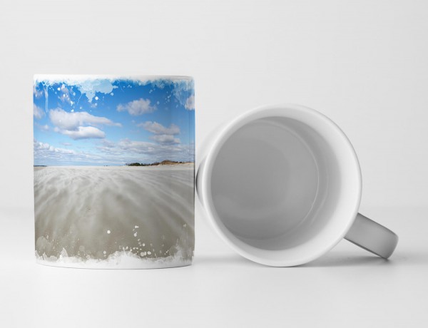 Paul Sinus Art Tasse Geschenk Landschaftsfotografie – Wehender Sand am einsamen Strand