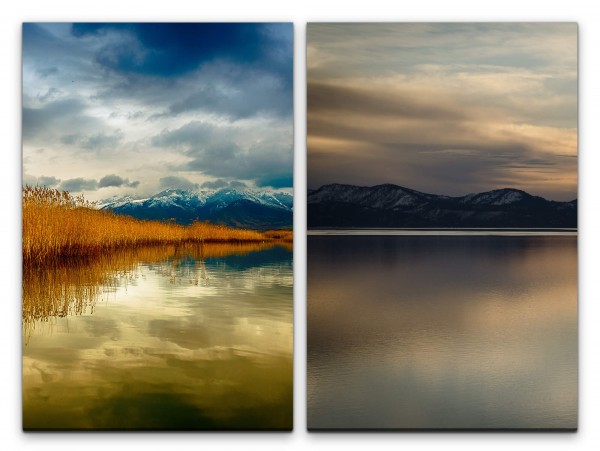 Paul Sinus Art 2 Bilder je 60x90cm Alaska Berge Bergsee Winter Kühle Stille Friedlich