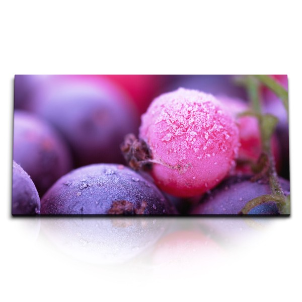 Paul Sinus Art Kunstdruck Bilder 120x60cm Nahaufnahme Blaubeeren Beeren Rosa Fotokunst