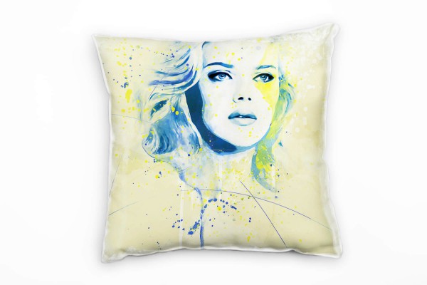 Paul Sinus Art Scarlett Johansson I Deko Kissen Bezug 40x40cm für Couch Sofa Lounge Zierkissen