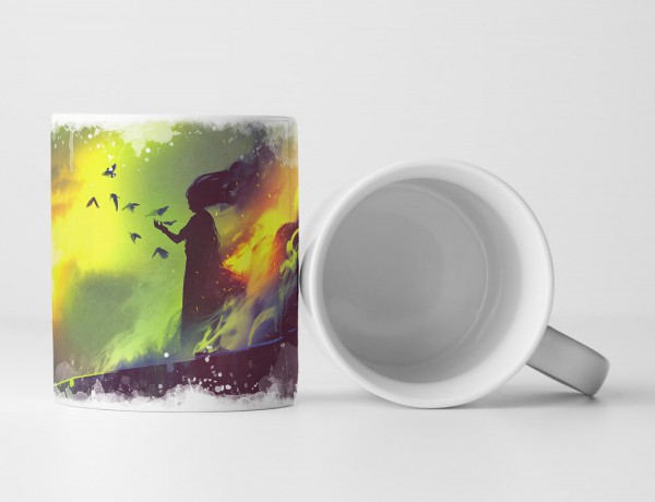 Paul Sinus Art Tasse Geschenk Bild – Brennende Frau am bewölkten Himmel