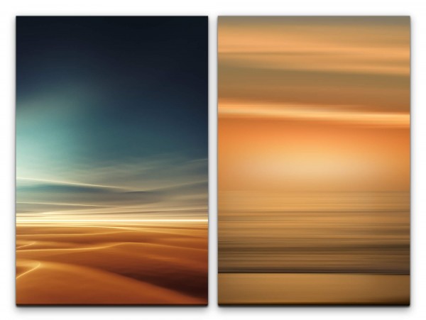 Paul Sinus Art 2 Bilder je 60x90cm Wüste Sahara Harmonie Horizont Abstrakt Warm Himmel