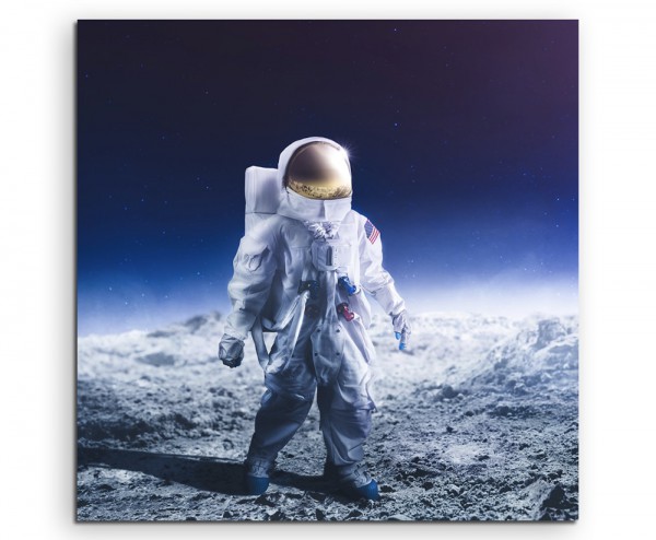 Paul Sinus Art Astronaut in Mondlandschaft vor blauem Himmel auf Leinwand