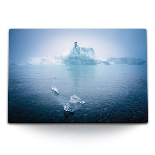 Paul Sinus Art 120x80cm Wandbild auf Leinwand Eisberg Blau Nordpol Ozean Eis Fotokunst