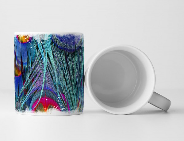 Paul Sinus Art Tasse Geschenk Künstlerische Fotografie – Bunte Pfauenfedern