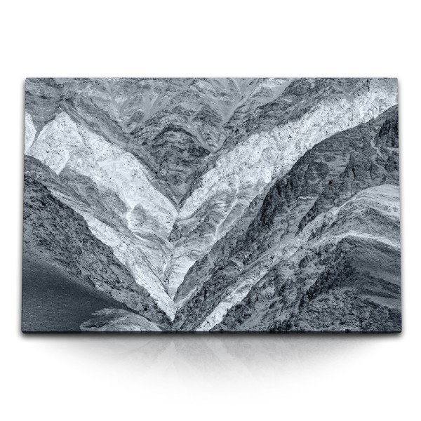 Paul Sinus Art 120x80cm Wandbild auf Leinwand Graue Berge Berglandschaft Gebirge Fotokunst