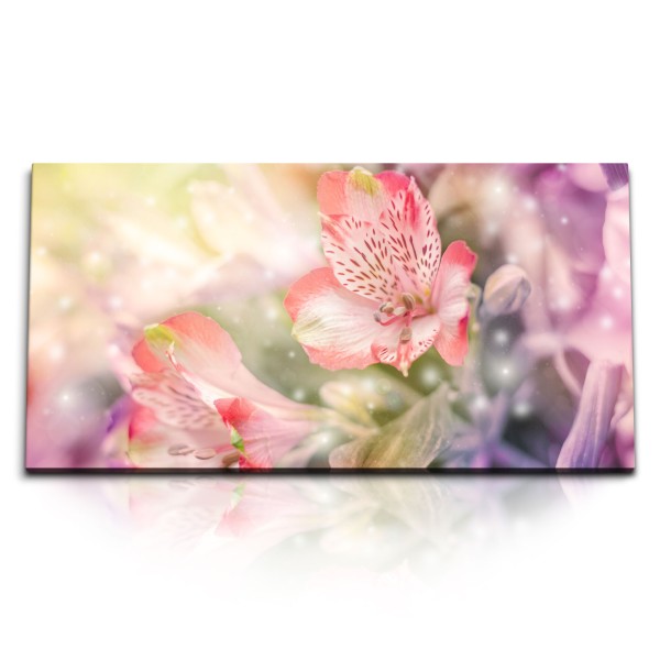 Paul Sinus Art Kunstdruck Bilder 120x60cm Blumen Blüten Rosa Lila Sommer Fotokunst