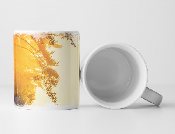 Paul Sinus Art Tasse Geschenk Landschaftsfotografie – Nebliger Morgen auf einer Wiese