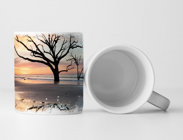 Paul Sinus Art Tasse Geschenk Landschaftsfotografie – Einsamer Baum im Wattenmeer Edisto Insel