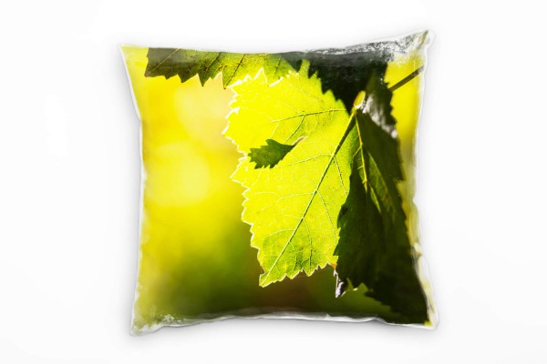 Paul Sinus Art Herbst, Blätter, Weinblatt, Sonne, gelb, grün Deko Kissen 40x40cm für Couch Sofa Lounge Zierkissen