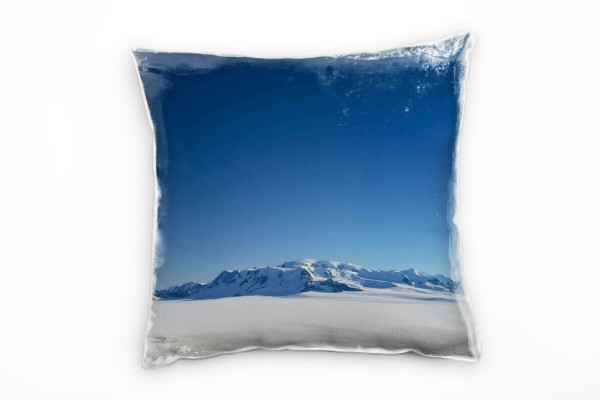 Paul Sinus Art Winter, blau, weiß, Schnee, schneebedeckte Berge Deko Kissen 40x40cm für Couch Sofa Lounge Zierkisse