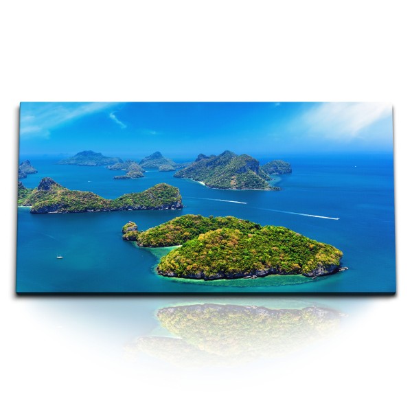 Paul Sinus Art Kunstdruck Bilder 120x60cm Thailand Inseln Ozean Blau Sommer Berge Natur