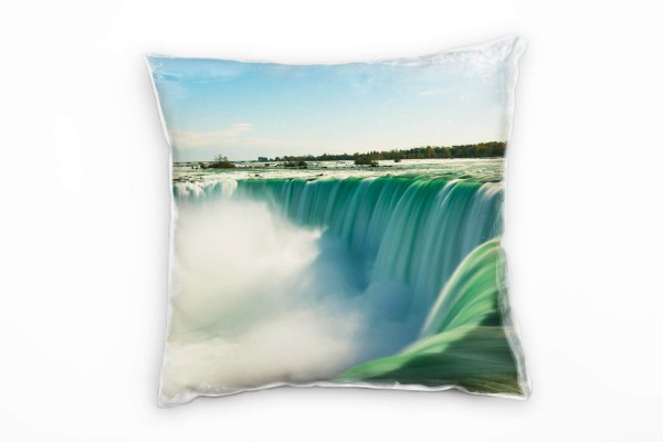 Paul Sinus Art Natur, Niagarafälle, Wasserfälle, türkis, blau Deko Kissen 40x40cm für Couch Sofa Lounge Zierkissen