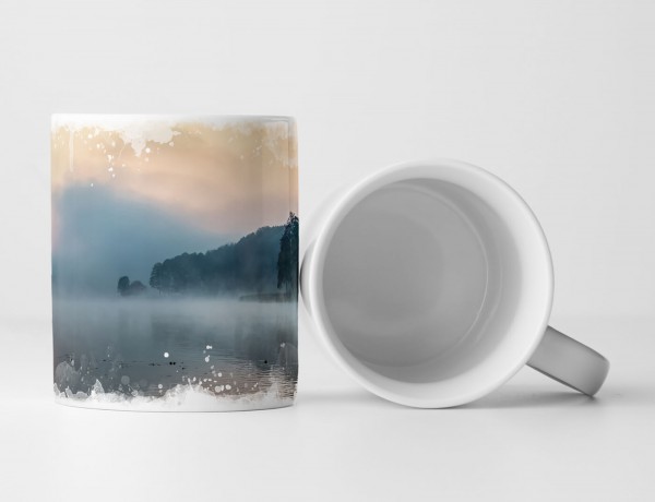 Paul Sinus Art Tasse Geschenk Landschaftsfotografie – Nebel über See bei Sonnenaufgang