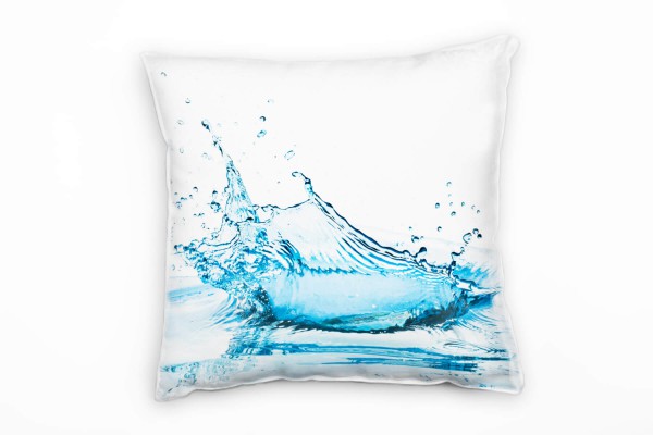 Paul Sinus Art Meer, Wasser, Tropfen, blau, weiß Deko Kissen 40x40cm für Couch Sofa Lounge Zierkissen