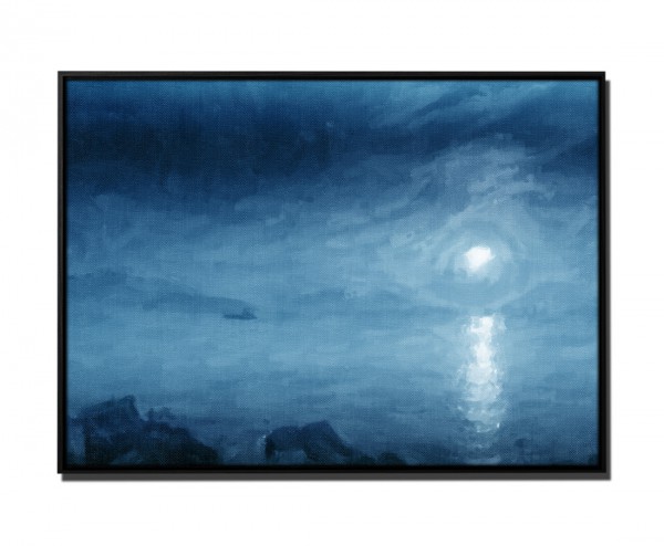 Paul Sinus Art 105x75cm Leinwandbild Petrol Ölgemälde Segelboot Sonnenuntergang