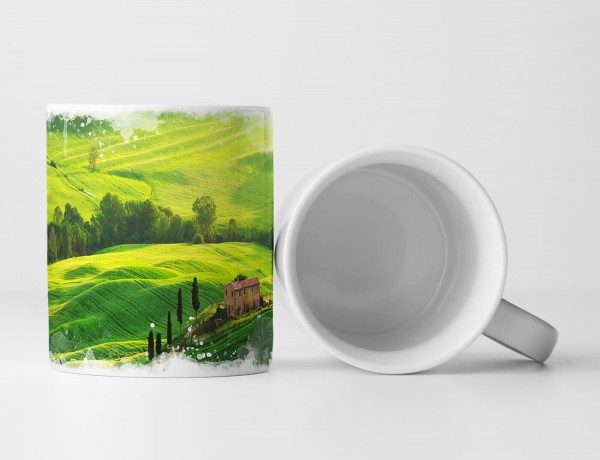 Paul Sinus Art Tasse Geschenk Landschaftsfotografie – Grüne Wiesen der Toskana