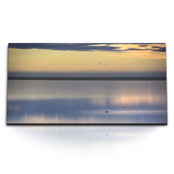 Paul Sinus Art Kunstdruck Bilder 120x60cm Großer See Horizont Abendrot Sonnenuntergang Natur