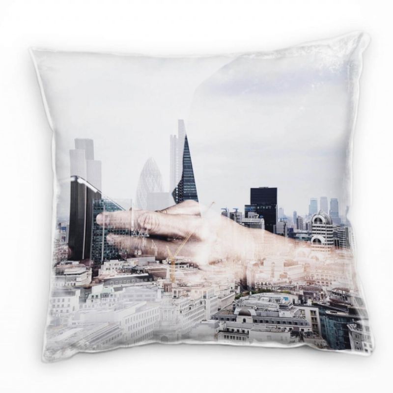 City, Abstrakt, Businessmann, London, grau Deko Kissen 40x40cm für Couch Sofa Lounge Zierkissen