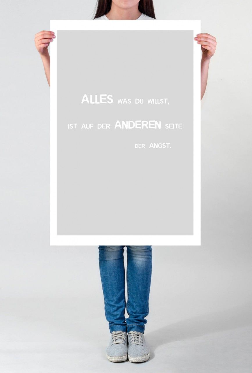 Poster in 60x90cm – Abwarten und Tee trinken., Poster in 60x90cm – Alles besiegt die Liebe., Poster in 60x90cm – Alles Gescheite ist schon gedacht worden, man muss nur versuchen, es noch einmal, Poster in 60x90cm – Alles was du willst, ist auf der anderen Seite der Angst., Poster in 60x90cm – Am Ende der Ausreden beginnt dein Leben., Poster in 60x90cm – An der Vergangenheit hängt nur, wer keinen Mut für die eigene Zukunft hat., Poster in 60x90cm – Anfangen ist leicht, beharren ist Kunst., Poster in 60x90cm – Arbeit, Müßigkeit und Ruh, schliesst dem Arzt die Türe zu., Poster in 60x90cm – Auch aus Steinen, die einem in den Weg gelegt werden, kann man schönes bauen., Poster in 60x90cm – Auch im Alphabet kommt Anstrengung vor Erfolg., Poster in 60x90cm – Aufwachen ist die beste Art, seine Träume wahr zu machen., Poster in 60x90cm – Beginne dich selbst zu lieben und es wird dich nicht interessieren wer dich hass, Poster in 60x90cm – Bevor wir fallen, fallen wir lieber auf., Poster in 60x90cm – Chancen multiplizieren sich, wenn man sie ergreift., Poster in 60x90cm – Das beste Gebet ist Geduld., Poster in 60x90cm – Das Leben ist ein Spiel, spiele um zu gewinnen., Poster in 60x90cm – Das Leben und dazu eine Katze, das gibt eine unglaubliche Summe., Poster in 60x90cm – Das Leben und die Liebe können einfach sein, wenn du es leicht nimmst., Poster in 60x90cm – Dein Körper kann alles schaffen. Es ist dein Geist, den du überzeugen musst., Poster in 60x90cm – Dein stärkster Muskel ist dein Wille!, Poster in 60x90cm – Denke daran, dass schweigen manchmal die beste Antwort ist., Poster in 60x90cm – Denken wird Angst nicht überwinden. Handeln schon!, Poster in 60x90cm – Der beste Anker ist das Haus., Poster in 60x90cm – Der Charakter ruht auf der Persönlichkeit, nicht auf den Talenten., Poster in 60x90cm – Der Clown ist die wichtigste Mahlzeit am Tag., Poster in 60x90cm – Der Geist ist die Quelle aller Verwirrung., Poster in 60x90cm – Der Kuss ist der Reim im Gedicht der Liebe., Poster in 60x90cm – Der Verstand teilt, aber das Herz verbindet., Poster in 60x90cm – Der Weg liegt nicht im Himmel der Weg liegt im Herzen., Poster in 60x90cm – Der Wille ist der Schlüssel, der Weg nur das Schloss, und der Mut die Klinke., Poster in 60x90cm – Die Gegenwart ist der größte Baustein der Zukunft., Poster in 60x90cm – Die grausame Ironie der Hausarbeit ist: Die Leute bemerken nur wenn du sie nicht, Poster in 60x90cm – Die Herrschaft über den Augenblick ist die Herrschaft über das Leben., Poster in 60x90cm – Die Küsse sind das Kleingeld der Liebe., Poster in 60x90cm – Die Liebe ist blind, oder sie drückt ein Auge zu., Poster in 60x90cm – Die Lippen einer Frau sind das Tor zu ihrer Seele., Poster in 60x90cm – Die schönsten Erinnerungen sammelt man zu zweit., Poster in 60x90cm – Die schwierigste Zeit in unserem Leben ist die beste Gelegenheit, innere Stärke, Poster in 60x90cm – Die Welt urteilt nach dem Scheine., Poster in 60x90cm – Die wertvollsten Erinnerungen fangen mit Mut an., Poster in 60x90cm – Du bekommst nichts sauber, ohne etwas anderes schmutzig zu machen., Poster in 60x90cm – Du kannst die Zukunft verändern mit dem was du heute tust., Poster in 60x90cm – Du wirst morgen sein, was du heute denkst., Poster in 60x90cm – Dumme Gedanken hat jeder, aber der Weise verschweigt sie., Poster in 60x90cm – Egal wie gut es dir geht, Bill Gates besser., Poster in 60x90cm – Ein Kuss ist die schönste Art, gemeinsam den Mund zu halten., Poster in 60x90cm – Ein Mensch ohne Ziele ist wie ein Vogel ohne Flügel., Poster in 60x90cm – Ein Tag ohne ein Lächeln ist ein verschwendeter Tag., Poster in 60x90cm – Ein weises Mädchen kennt ihre Grenzen, ein cleveres Mädchen weiß, dass Sie keine, Poster in 60x90cm – Ein Ziel ist ein Traum mit Termin., Poster in 60x90cm – Einen Kuss kann man abwischen, aber das Feuer im Herzen nicht löschen., Poster in 60x90cm – Eines meiner Ziele ist, immer Ziele zu haben., Poster in 60x90cm – Ene kluge Frau vergisst nie ein Rätsel zu sein., Poster in 60x90cm – Erinnere dich daran, warum du begonnen hast., Poster in 60x90cm – Erstrebe das, womit du glücklich bist., Poster in 60x90cm – Es gibt keine Ausrede, es nicht zu versuchen., Poster in 60x90cm – Es gibt keinen Weg zum Glück. Glücklich-sein ist der Weg., Poster in 60x90cm – Es gibt Wichtigeres im Leben, als beständig dessen Geschwindigkeit zu erhöhen., Poster in 60x90cm – Es ist dein Leben, verpass es nicht., Poster in 60x90cm – Es ist der Geist, der sich den Körper baut., Poster in 60x90cm – Es ist ein guter Tag um einen guten Tag zu haben., Poster in 60x90cm – Es ist nicht der Berg, den wir bezwingen  wir bezwingen uns selbst., Poster in 60x90cm – Es ist nicht genug zu wissen, man muss auch anwenden. Es ist nicht genug zu woll, Poster in 60x90cm – Es ist nirgends schöner als daheim, und wenn das zuhause bloß ein Saustall ist.