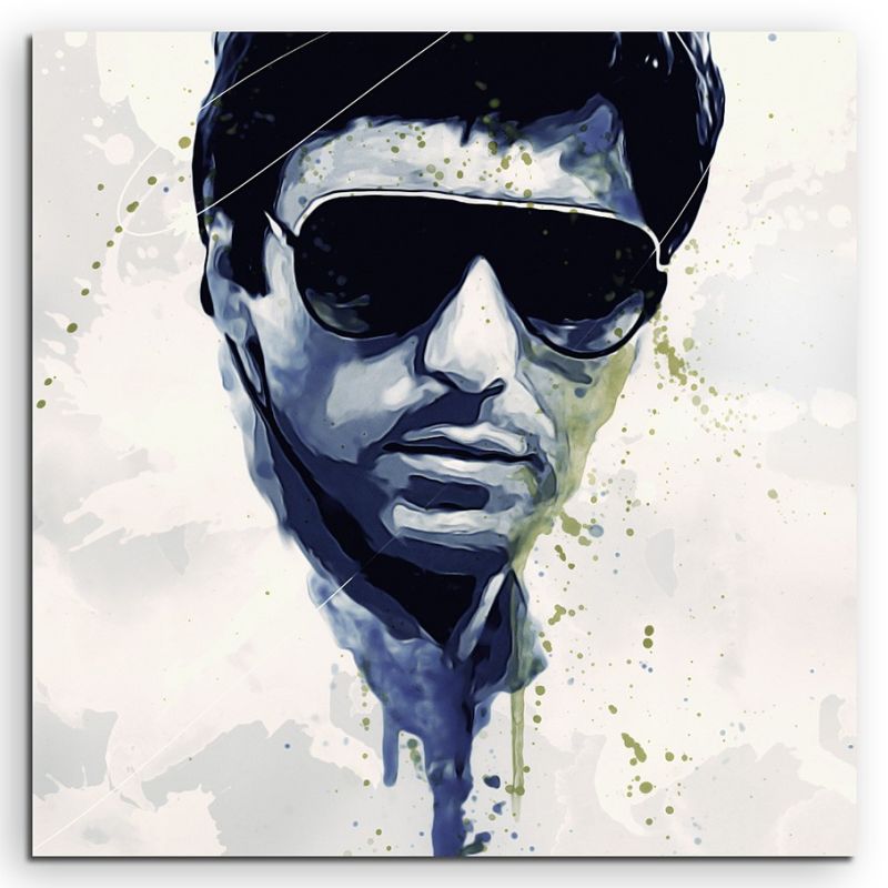 Al Pacino Scarface Splash 60x60cm Kunstbild als Aquarell auf Leinwand