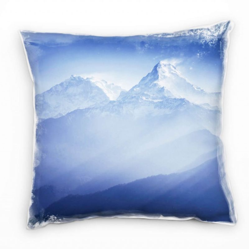 Winter blau, weiß, Berglandschaft Deko Kissen 40x40cm für Couch Sofa Lounge Zierkissen