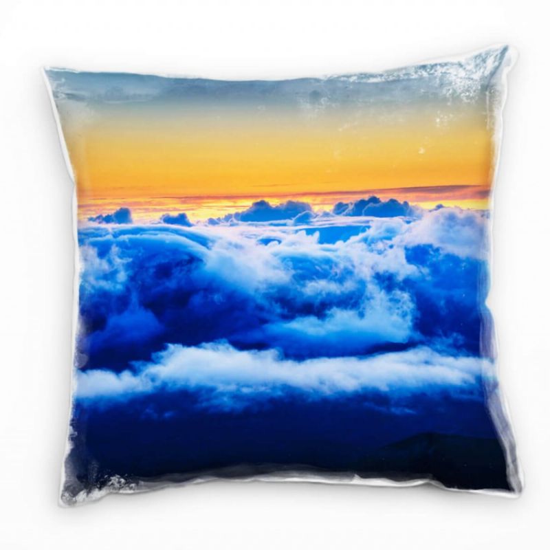 Natur, Sonnenaufgang, Wolken, orange, blau Deko Kissen 40x40cm für Couch Sofa Lounge Zierkissen