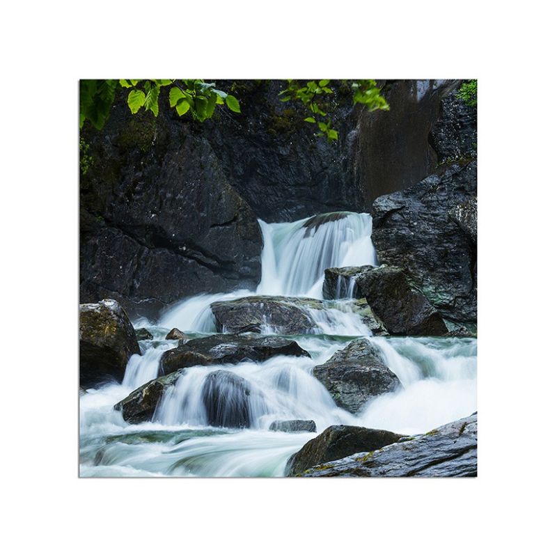 120x80cm Alaska Wasserfall Wald Bäume Steine